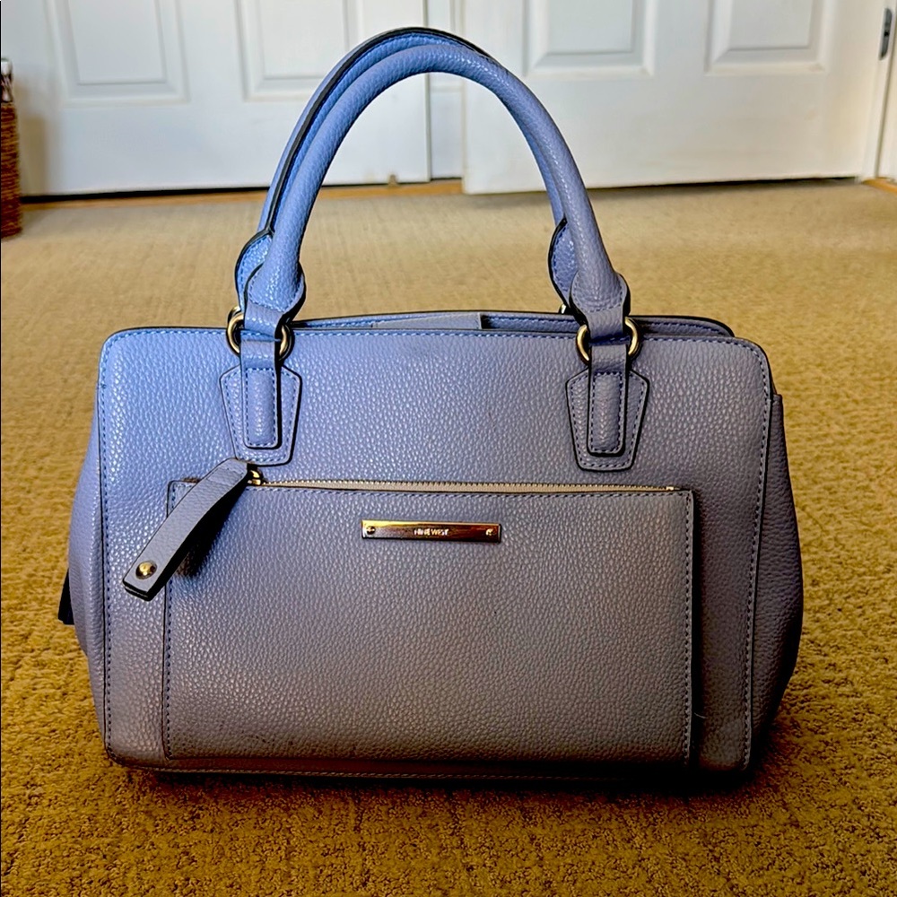 Nine West Blue Satchel With Structured Design
